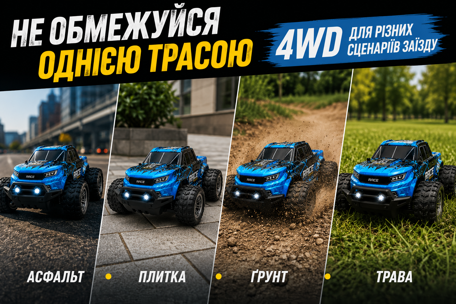 Повний привід 4WD для різних поверхонь